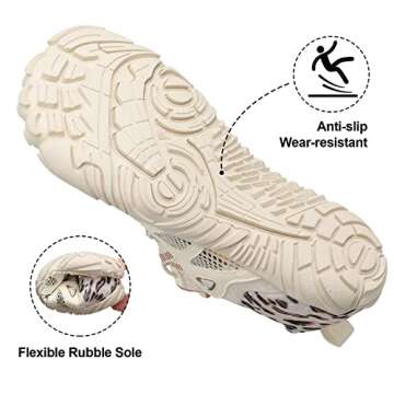 XIHALOOK Hiking Water Sports Shoes Womens Mens Quick Dry Barefoot for Pool Beach Surf Walking Waterpark Beige Leopard, 9 Women/7.5 Men
