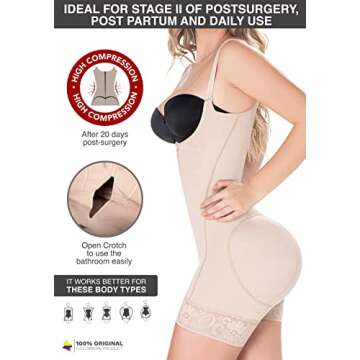DIANE & GEORDI 2396 Fajas Colombianas Pospartum Tummy Control Body Shapers Shapewear for Women Girdl...