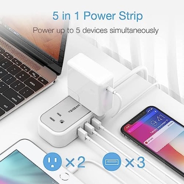 TESSAN Mini Power Strip with USB Ports for Travel