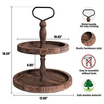Mustry 2-Tier Tray for Farmhouse Décor