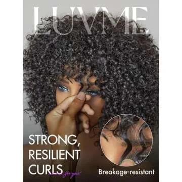 LUVME Short Curly Wig with Bangs for Effortless Style