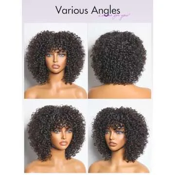 LUVME Short Curly Wig with Bangs for Effortless Style