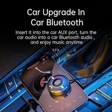 LAICOMEIN Bluetooth Receiver for Car, Bluetooth 5.3 AUX Adapter with LED Battery Display and Ambient Light, Wireless Audio Receiver for Car/Home Stereo/Speaker/Wired Headphones