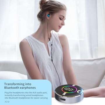 LAICOMEIN Bluetooth Receiver for Car, Bluetooth 5.3 AUX Adapter with LED Battery Display and Ambient Light, Wireless Audio Receiver for Car/Home Stereo/Speaker/Wired Headphones