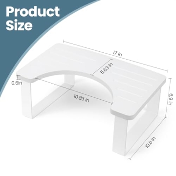 Bathroom Stool,Bamboo Toilet for Bathroom,Adult and Children's Bedpan,Portable Squatting Pan with Dual Anti Slip Design,Stain,Scratch,CrackProof(White)