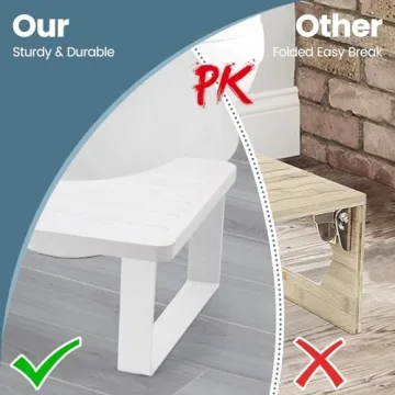 Bathroom Stool,Bamboo Toilet for Bathroom,Adult and Children's Bedpan,Portable Squatting Pan with Dual Anti Slip Design,Stain,Scratch,CrackProof(White)