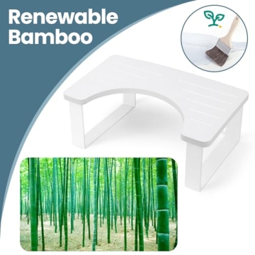 Bathroom Stool,Bamboo Toilet for Bathroom,Adult and Children's Bedpan,Portable Squatting Pan with Dual Anti Slip Design,Stain,Scratch,CrackProof(White)