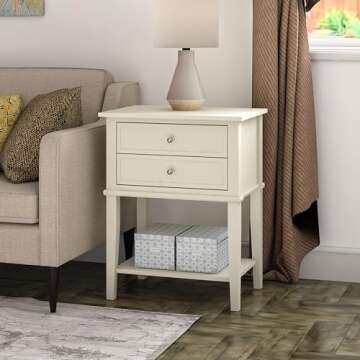 Ameriwood Home Franklin Accent Table with 2 Drawers, Soft White