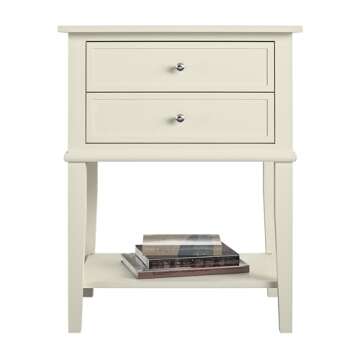 Ameriwood Home Franklin Accent Table with 2 Drawers, Soft White
