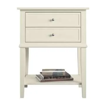 Ameriwood Home Franklin Accent Table with 2 Drawers, Soft White