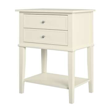 Ameriwood Home Franklin Accent Table with 2 Drawers, Soft White