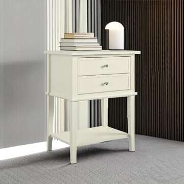 Ameriwood Home Franklin Accent Table with 2 Drawers, Soft White