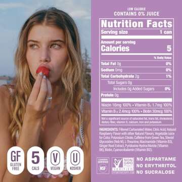 GORGIE Sugar Free Energy Drinks - Wild Berry Sparkling, 12 Pack - Healthy Coffee Replacement with Bi...