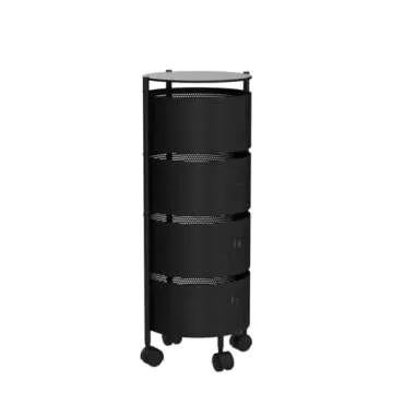 Rotating Kitchen Storage Rack - 4-Tier Organizer on Wheels
