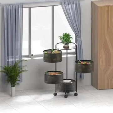 Rotating Kitchen Storage Rack - 4-Tier Organizer on Wheels