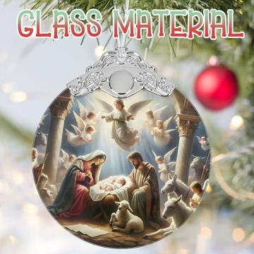 Nativity Christmas Ornaments, 3" Stained Glass Christmas Decor, Christian Ornaments for Christmas Tree, Christian Gifts for Kids, Religious Gifts for Women, Perfect for Holiday Party, Window, Tree