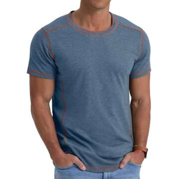 Sailwind Men's Cotton T-Shirts Crew Neck Casual Summer Lightweight Short Sleeve Tee in Blue