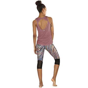 icyzone Open Back Yoga Top for Women - Stylish Activewear