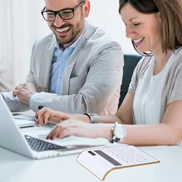 Artyea Calculator, Slim Elegant Design, Office/Home Electronics, Dual Powered Desktop Financial Calculator, Solar Power, 10 Digits, Tilted LCD Display, Inclined Design, White (Slim2)