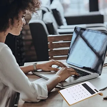 Artyea Calculator, Slim Elegant Design, Office/Home Electronics, Dual Powered Desktop Financial Calculator, Solar Power, 10 Digits, Tilted LCD Display, Inclined Design, White (Slim2)