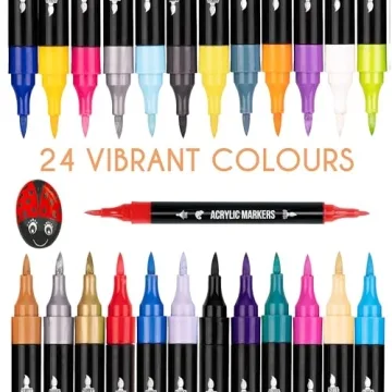 Zenacolor 24 Dual Tip Acrylic Markers for Art Projects