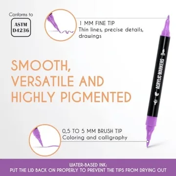 Zenacolor 24 Dual Tip Acrylic Markers for Art Projects