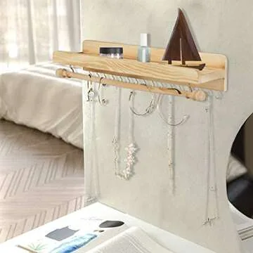 Jewelry Organizer 3 Pack, POZEAN Necklace Holder Hanging Jewelry Organizer, Wooden Earring Holder Organizer with Removable Bracelet Holder and Hooks, Perfect for Holding Necklaces, Bracelets, Earrings Other Accessories