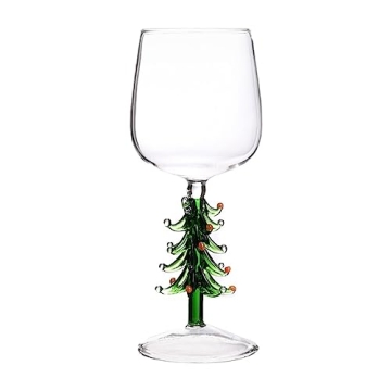 YARNOW White and Red Wine Glasses Cocktail Glasses Crystal Christmas Holiday Tree Stemmed Wine Glass...