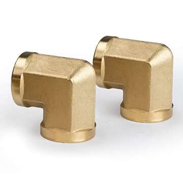 U.S. Solid 2pcs 90 Degree Barstock Street Elbow Brass Pipe Fitting (3/8" NPT Female x 3/8" NPT Femal...