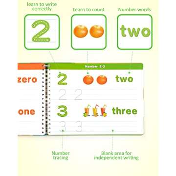 Coogam Learn to Write Workbook, Numbers Letters Practicing Book, ABC Alphabet Sight Words Handwriting Educational Montessori Toy for Home Classroom Kindergarten Preschool Kids