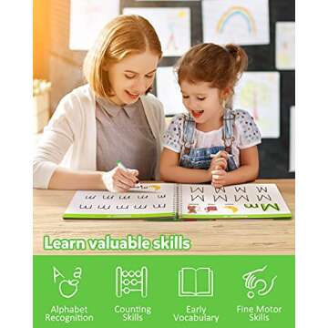 Coogam Learn to Write Workbook, Numbers Letters Practicing Book, ABC Alphabet Sight Words Handwriting Educational Montessori Toy for Home Classroom Kindergarten Preschool Kids