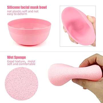 Facial Mask Mixing Bowl Spatula for Skin Care, Golden Professional Skinsoft Esthetician with Cover f...