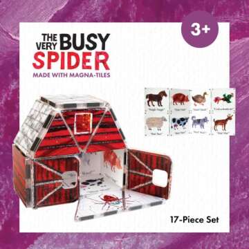 CreateOn Magna-Tiles “The Very Busy Spider” Eric Carle Set - Educational Building Toys for Kids