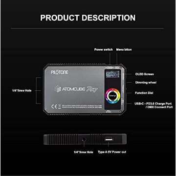 Atomcube RX7 18W Pocket RGBWW LED Light for Pro Use