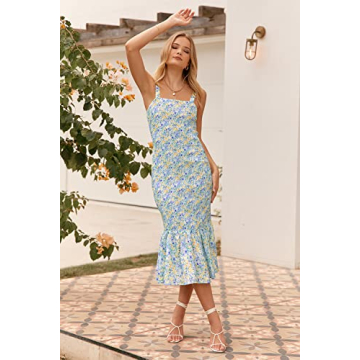 PRETTYGARDEN Summer Floral Midi Tank Dress for Women