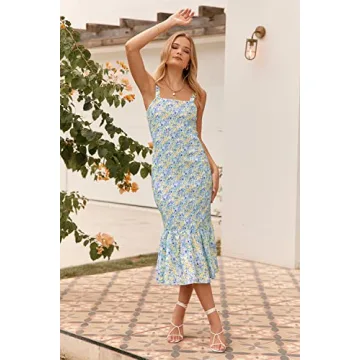 PRETTYGARDEN Summer Floral Midi Tank Dress for Women