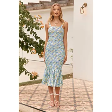 PRETTYGARDEN Summer Floral Midi Tank Dress for Women