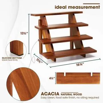 Tidita Acacia Wood Cupcake Display Stand - 4 Tiered Riser for Vendors Organizer - Wooden Cupcake Cookie Stands for Dessert Decorative Tables - Appetizer Serving Shelves Farmhouse at Party Wedding