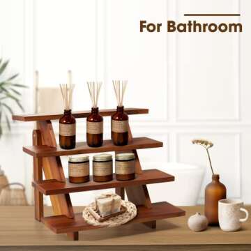 Tidita Acacia Wood Cupcake Display Stand - 4 Tiered Riser for Vendors Organizer - Wooden Cupcake Cookie Stands for Dessert Decorative Tables - Appetizer Serving Shelves Farmhouse at Party Wedding