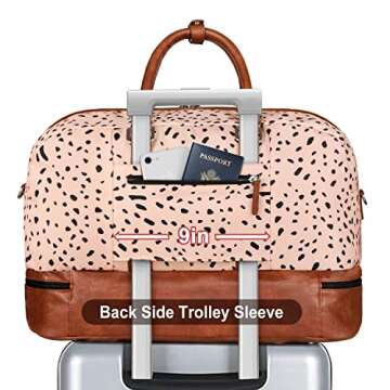 IBFUN Weekender Bags for Women, Large Overnight Bag Canvas Travel Duffel Bag Carry On Tote with Shoe Compartment 21" 3Pcs Set