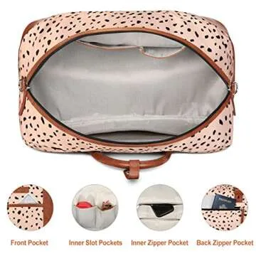 IBFUN Weekender Bags for Women, Large Overnight Bag Canvas Travel Duffel Bag Carry On Tote with Shoe Compartment 21" 3Pcs Set