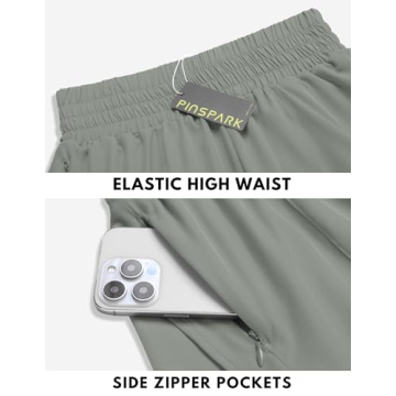 PINSPARK High Waisted Athletic Shorts with Pockets