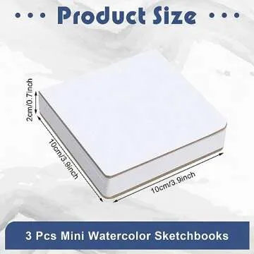 Ctosree 3 Pcs Mini Watercolor Sketchbook 3.9 x 3.9 Inch Portable Square Watercolor Notebook Painting...