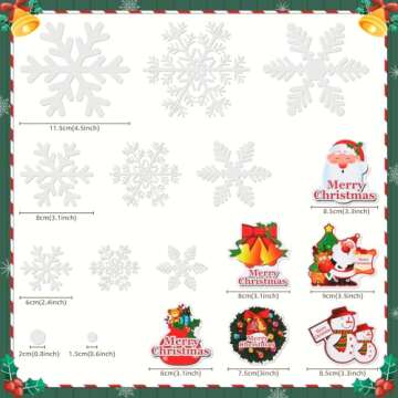 Kesoto 285PCS Christmas Decoration Snowflake Window Clings Glueless PVC Wall Stickers for Windows Gl...