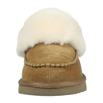 PAMIR Women's Genuine Suede Sheepskin Slippers for Winter Comfort