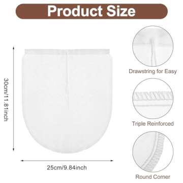 COMNICO Cheese Bags, 3 Pack 12" x 10" Nylon Reusable Fine Mesh Cheesecloth Strainer Nut Tea Beer Jui...