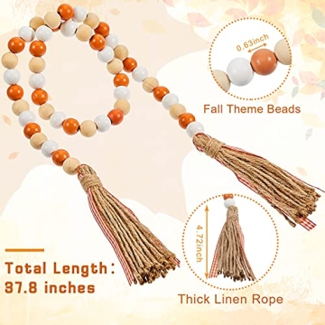 Thanksgiving Fall Wood Bead Tassel Garland Decorations