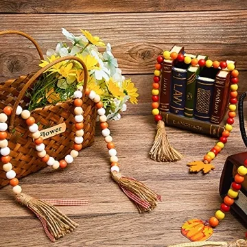 Thanksgiving Fall Wood Bead Tassel Garland Decorations