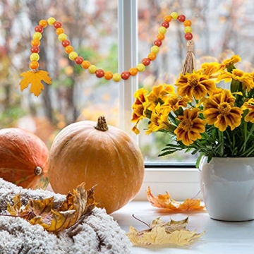 Thanksgiving Fall Wood Bead Tassel Garland Decorations