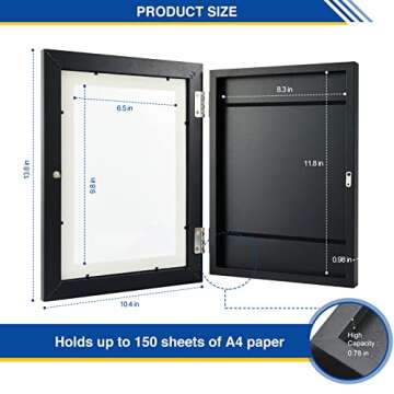 Sank Kids Art Frames Projects – Front Opening and Changeable Picture Display for DIN. A4 Art-Work, Storage Frames, Crafts, Drawing, Hanging Art, 8.3x11.8 (Black, 2 Packs) (CP44386-05)